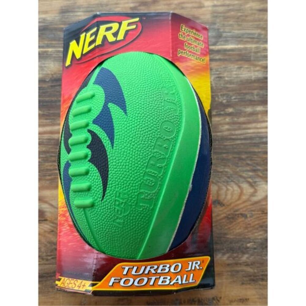 Vtg 2004 Hasbro 2004 NERF Super Grip Turbo Jr Mini Football Foam‎ Green Blue